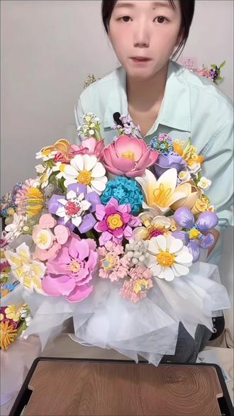 高颜值积木永生花束整套玫瑰积木情人节生日礼物手工DIY拼装女 #六一礼物 #高颜值 #diy #永生花 #积木
