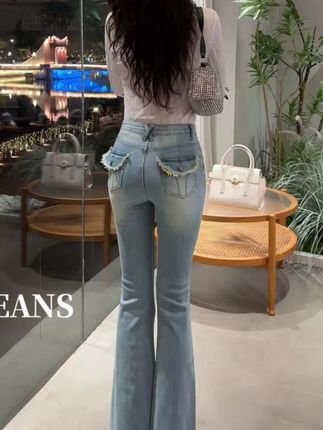 2025初秋上新百搭显瘦气质浅色喇叭裤高腰显瘦微喇牛仔裤女#穿搭 #大长腿 #显高显瘦显腿长 #百搭裤子 #爆款热卖中