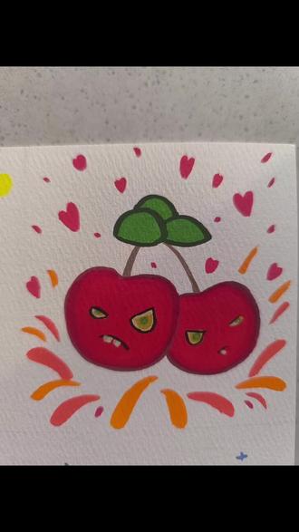 简笔画 樱桃炸弹🍒#简笔画教程#丙烯马克笔#植物大战僵尸