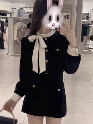 #好物推荐 小香风法式蝴蝶结丝绒套装富家千金拼接衬衫女包臀裙A字裙两件套#小香风套装 #丝绒套装 #千金套装