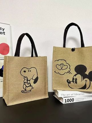 时尚亚麻便当包 #每天好物分享 新款时尚亚麻包百搭手提包便携妈咪包大容量卡通便当袋#时尚亚麻便当包#好看好用又方便#亚麻时尚妈咪包 #洋气时尚手提包