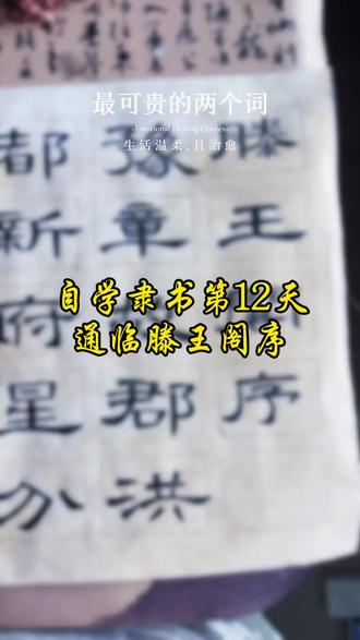 书法小白成长记 自学隶书第12天开始通临#滕王阁序 #书法打卡时间