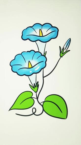 用白云画牵牛花#简笔画#画画教程#学画画