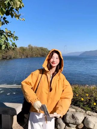 冲锋衣式羽绒服女2025冬季新款工装炸街韩系甜酷风白鸭绒内胆外套