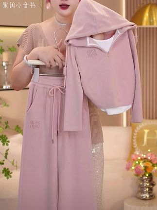 女童2025春季新款时尚假两件拉链连帽卫衣卫裤套装中大童百搭长袖#潮流时尚穿搭 #时尚休闲穿搭 #春秋新款 #休闲套装 #谁穿谁好看系列