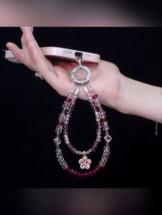 #挂件 #手机链 #手机挂绳 #手机配件 #手机链挂件 XX300【桃花夭】手机链挂饰菩提珠子手链条挂绳带夹