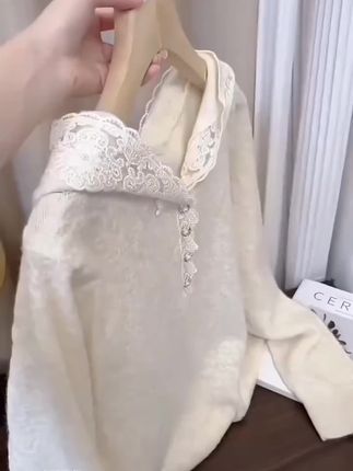 #蕾丝针织衫 #连帽针织衫 #百搭针织衫