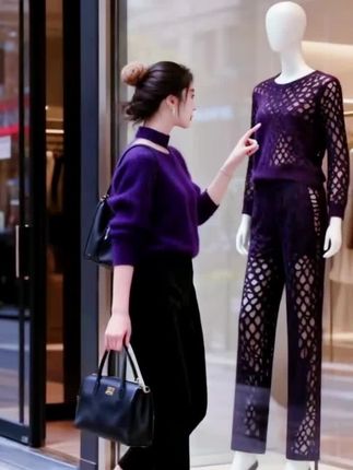 这件紫色毛衣太绝了!奶呼呼的软糯手感,贴身穿像裹了团云~冬季外穿亮眼吸睛,内搭温柔显气质,独特紫调衬得肤色超好看~ #紫色毛衣 #冬季内搭 #软糯针织衫 #气质女装 #外穿神器