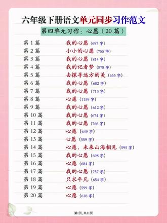 六年级下册语文第四单元作文同步范文#六年级下册语文 #小升初 #必考考点 #作文 #范文