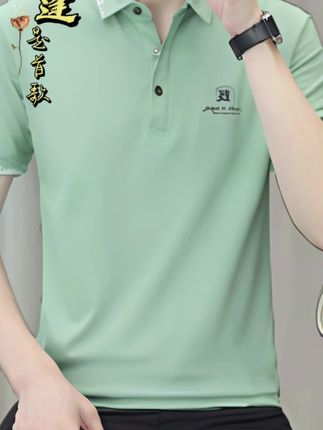 Romon/罗蒙夏季新款冰丝男士POLO衫短袖潮流修身T恤翻领半袖上衣#男士穿搭高级感#时下流行男士潮流款式#轻奢洋气男装