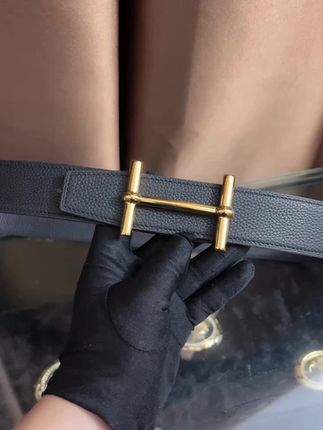 新款男女通用高档皮带休闲工字扣H扣牛皮腰带青中年商务情侣韩潮#皮带
