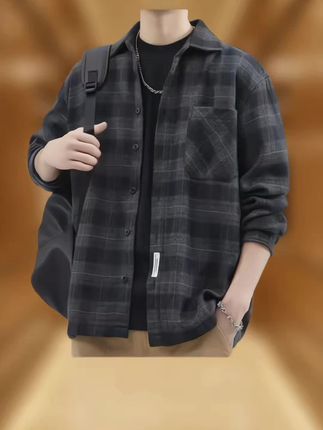 #男士外套 #休闲百搭 #格子衬衫 #春秋穿搭 #格子控