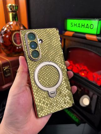 #三星Galaxyzfold7#手机壳 高档真皮蛇纹 360度旋转支架 全包磁吸中轴铰链 #三星fold6 耐磨防刮 防抗指纹 细腻触感 气囊防摔#三星w25 鎏光金边 无线充电#好物推荐🔥  头层牛皮