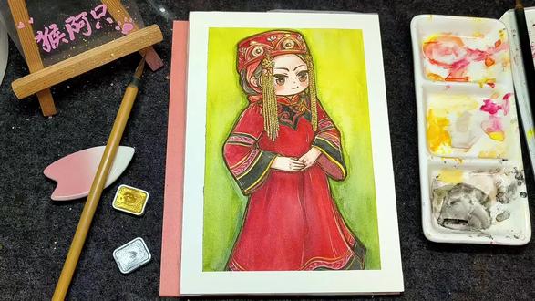 『画!56个民族』——达斡尔族✅ 曲棍球是#达斡尔族 的传统运动项目
#画画 #水彩 #绘画过程 #56个民族