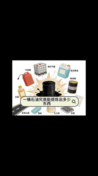 一桶石油究竟能提炼出多少东西,答案超乎你的想象#石油 #石油科普 #石油涨价 #原油怎么提炼汽油 #石油提炼