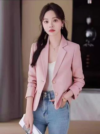小个子短款西装外套女2025春秋新款高级感气质韩版休闲小西服上衣#上热门抖音小助手