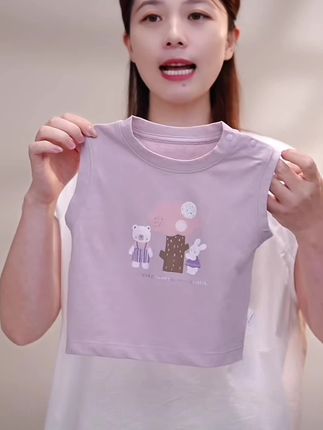 儿童夏季无袖衣服宝宝棉质卡通背心上衣小童短袖外出夏装T恤薄款#高品质童装 #夏日必备 #夏季穿搭 #儿童穿搭 #我又心动了