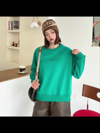 Y293秋季新款韩版时尚休闲百搭女士刺绣字母圆领套头卫衣25-162
