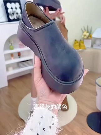 真皮内增高乐福鞋女秋英伦风小个子一脚蹬凯旋门女单鞋 #乐福鞋 #厚底鞋 #勃肯鞋 #懒人鞋