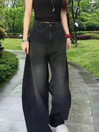 #高腰牛仔裤 #牛仔裤 #阔腿裤