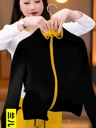 秋冬时尚加厚洋气百搭修身显瘦2025年新款设计感长袖上衣双头拉链#秋冬新款 #时尚洋气套装 #休闲套装减龄
