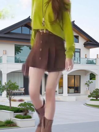 秋季时尚一整套女装2025新款显白设计感露肩毛衣高腰裤裙两件套潮