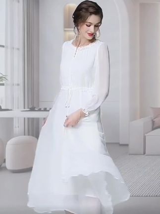 雪纺连衣裙夏季2025新款温柔法式气质妈妈装超仙海边沙滩度假裙 #夏季穿搭 #气质女神穿搭