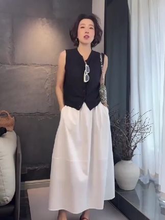 今年流行爆款黑色花苞裙女春夏新款松紧腰显瘦遮肉洋气流行半身裙#搭配你的高级范儿 #搭配分享