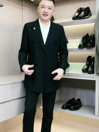 高品轻奢雅痞帅气双排扣中长款羊毛大衣外套、#只做高品质 #商务休闲 #羊毛大衣 9575