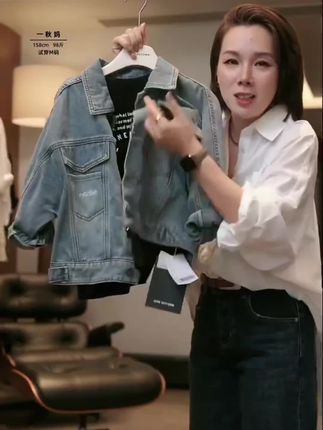 「UNO AUTUNNO」【偏爱牛仔】水洗牛仔女中大童翻领牛仔外套GQ1583#女童外套 #牛仔外套 #中大童外套 #儿童外套 #女童牛仔外套