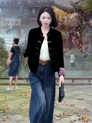 新中式双面穿短外套春秋新款长袖:/ 时尚复古百搭高级重工国风开衫女#预制国庆出游穿搭#这个秋天被琥珀系治愈了#早秋穿搭三分钟出门不是梦#精致穿搭