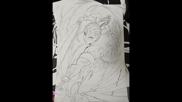 #真实生活分享计划 #鬼灭之刃 #宇髄天元 #画画#二次元 ,今天画的是音柱,宇髄天元,忍者摔炸炮。!!!!!