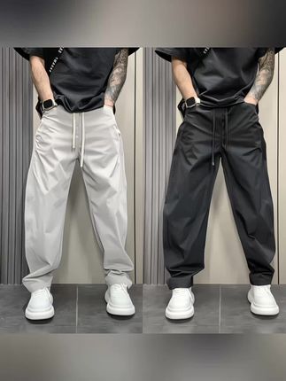 2025秋季新款潮牌宽松直筒休闲裤男士美式时尚百搭简约纯色阔腿裤#裤子推荐 #裤子穿搭 #裤子收纳