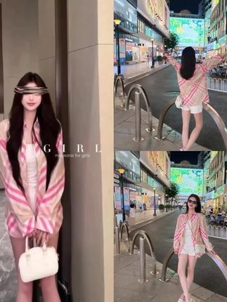 2025秋季新款韩版老钱风格纹衬衣女修身开衫衬衫外套百搭休闲短裤#衬衫 #衬衣 #开衫衬衫 #短裤 #老钱风套装