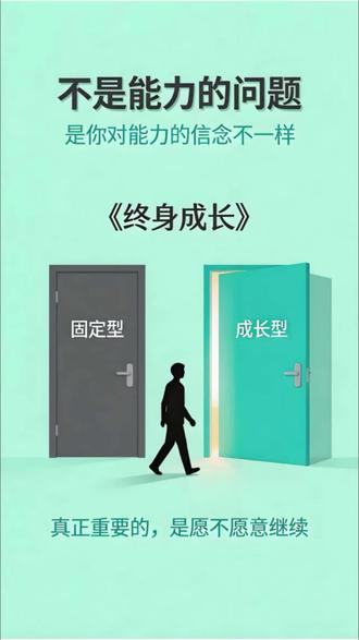 不是能力的问题,是你对"能力"的信念不一样 你有没有发现:
有些人遇到挫折,越挫越勇。
有些人遇到挫折,一蹶不振。
不是能力的问题。
是对"能力"的信念,不一样。
#终身成长 #德韦克 #成长型思维 #思维升级