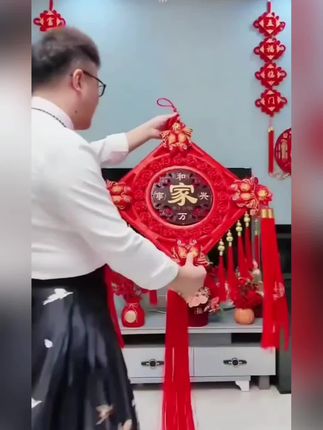 #家居好物 手编桃木中国结客厅家居福字装饰背景挂件#喜庆用品 #福到我家