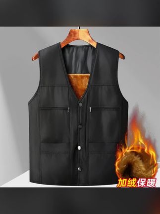 中老年人马甲男士加绒加厚爸爸冬装背心爷爷冬季爷爷保暖坎肩马夹#皮衣外套搭配 #气质皮衣 #外套分享 #马甲外套 #坎肩马甲