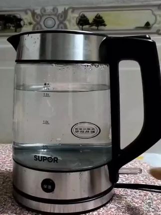 #苏泊尔电热水壶1.7L家用高硼硅玻璃烧水壶开水壶大容量自动断电
