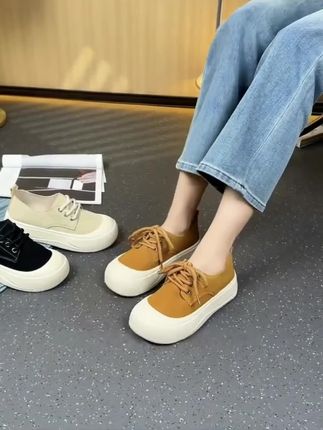 女款厚底增高浅口系带百搭春季新款休闲勃肯小白鞋圆头系带仙女鞋#洋气减龄 #休闲鞋 #勃肯鞋 #通勤搭配 #女鞋 @DOU+上热门 @DOU+小助手