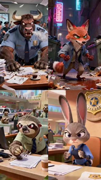 疯狂动物中谁生气最凶#萌宠 #人人都是ai艺术家 #疯狂动物城 #发表看法 #朱迪尼克