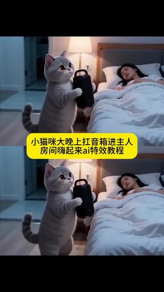 大家都在找的大晚上猫咪扛音响AI嗨起来特效教程来了 #ai嗨起来 #大晚上猫咪扛音响进房间#小猫不睡觉 晚上猫咪跳舞 小坏猫进卧室 AI生成小猫视频 #5猫咪扛音响原版#猫咪AI特效 猫咪跳舞特效拍同款 宠物趣味玩具 猫咪有趣行为 晚上不睡觉系列 猫咪扛音响梗