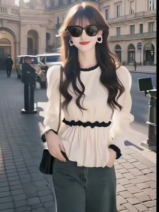 法式甜美白色长袖衬衫女秋季2025新款高级感小众独特打底收腰衬衣#法式甜美长袖衬衫#秋季高级小众衬衣#长袖衬衫女#早秋必备穿搭 #好物推荐🔥