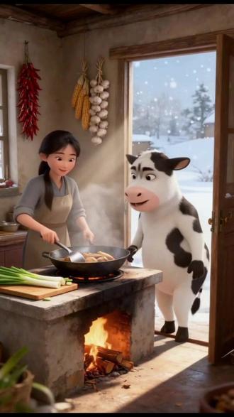 草地牛给奶奶送鸡肉#草地牛给奶奶送鸡肉 #超越人类的智慧 #抖音小助手