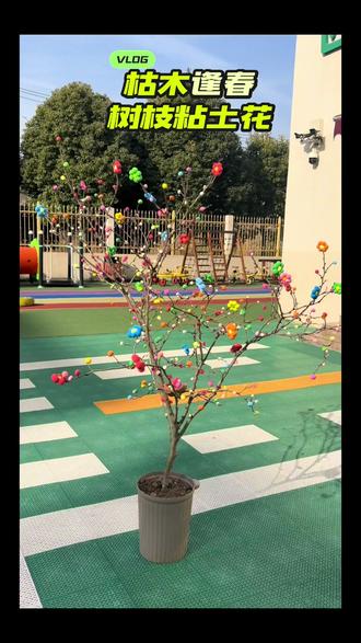 冬天里多一份色彩#粘土diy手工 #树枝粘土花 #手工diy #抖音助手 #幼儿园