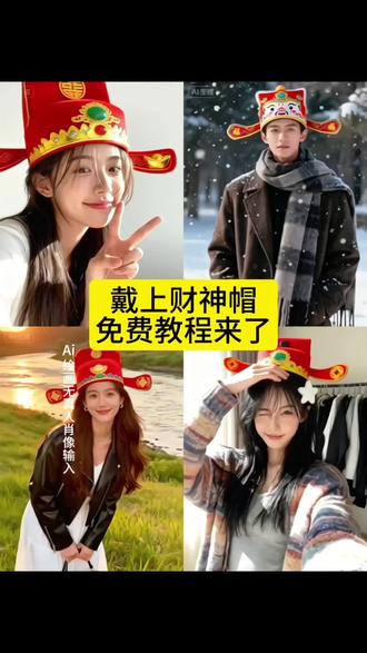 带上财神帽教程来了 财神帽拍照 财神帽头像 发财 #即梦ai #财神帽 #头像 #发财 #财神帽头像