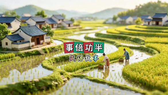 《事倍功半》成语故事:花费两倍的力气,只得到一半的成效,形容方法错误、做事低效,费力不讨好。#成语 #成语故事 #家长必读 #启蒙早教 #育儿