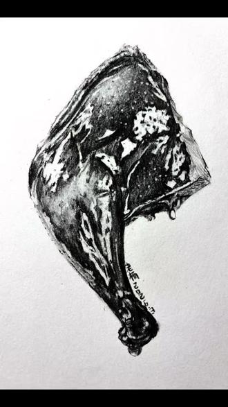 #烤鸭#素描#手绘#画画#跟着抖音学画画
素描|北京烤鸭——从结构到光影
一个鸭腿你够吗?