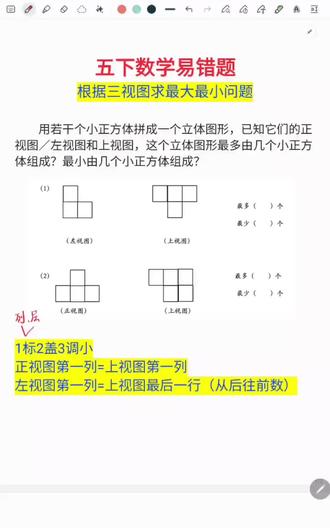 五下数学易错题求立体几何图形最值问题题型2#家长收藏孩子受益 #五年级数学下册 #立体几何 #易错题 #技巧分享