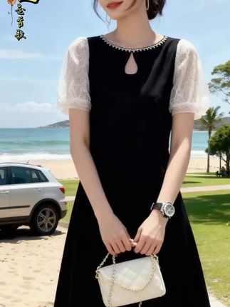 2025夏季新款小黑裙女装法式轻奢拼接赫本风气质时尚连衣裙女#美出高级感穿搭 #时尚潮流 @抖加🔥上热门🔥dou+🔥热点宝