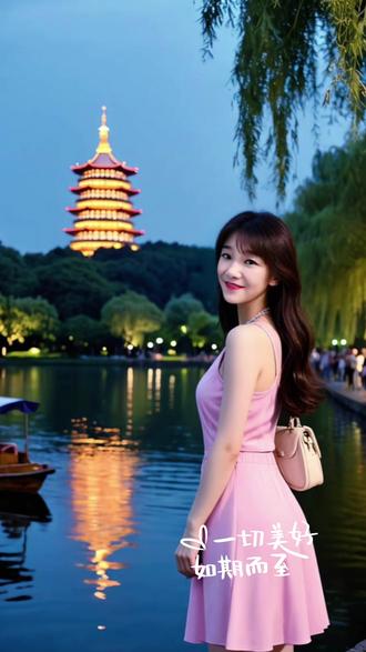 #AI西湖夜景写真 #抖音ai创作